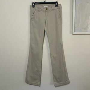 Y2K American Eagle Khaki Chino Pants Low Rise Flare Bootcut 0 Long Stretch